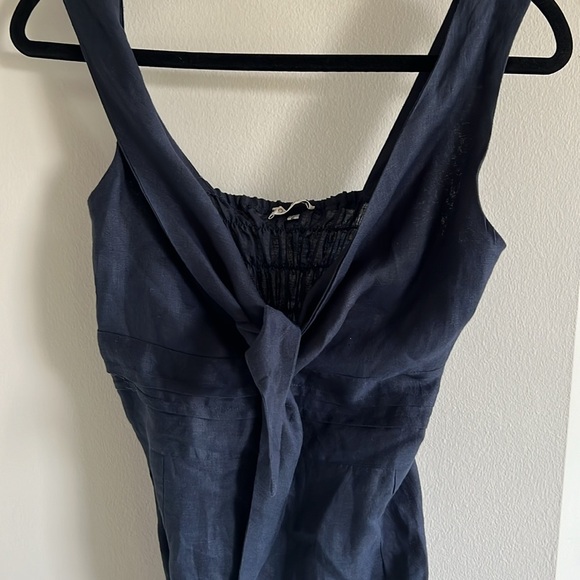 Vanity Moda Positano Sorrento Linen Midi Tank Dress Side Slit - Picture 6 of 9